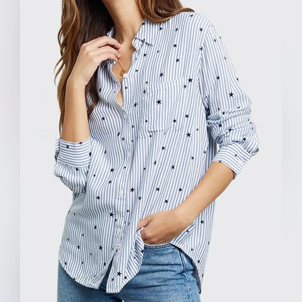 NWT Rails Rocsi Flocked Star Print Shirt - Picture 1 of 5